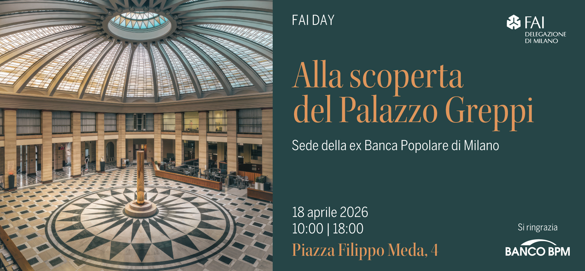 Visita di Palazzo Greppi, sede della ex Banca Popolare di Milano” ospitato da Banco BPM